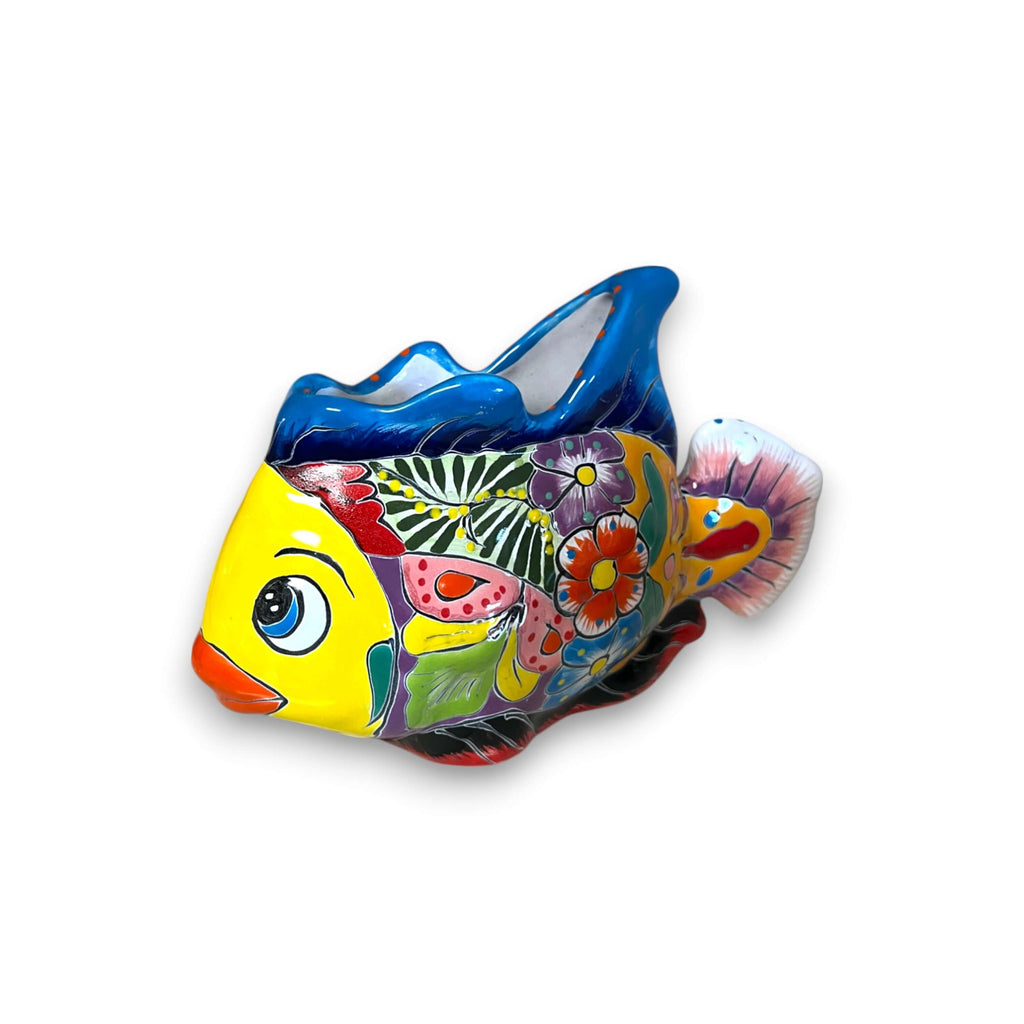 Talavera Fish Planter | Hand-Painted Colorful Mexican Pottery