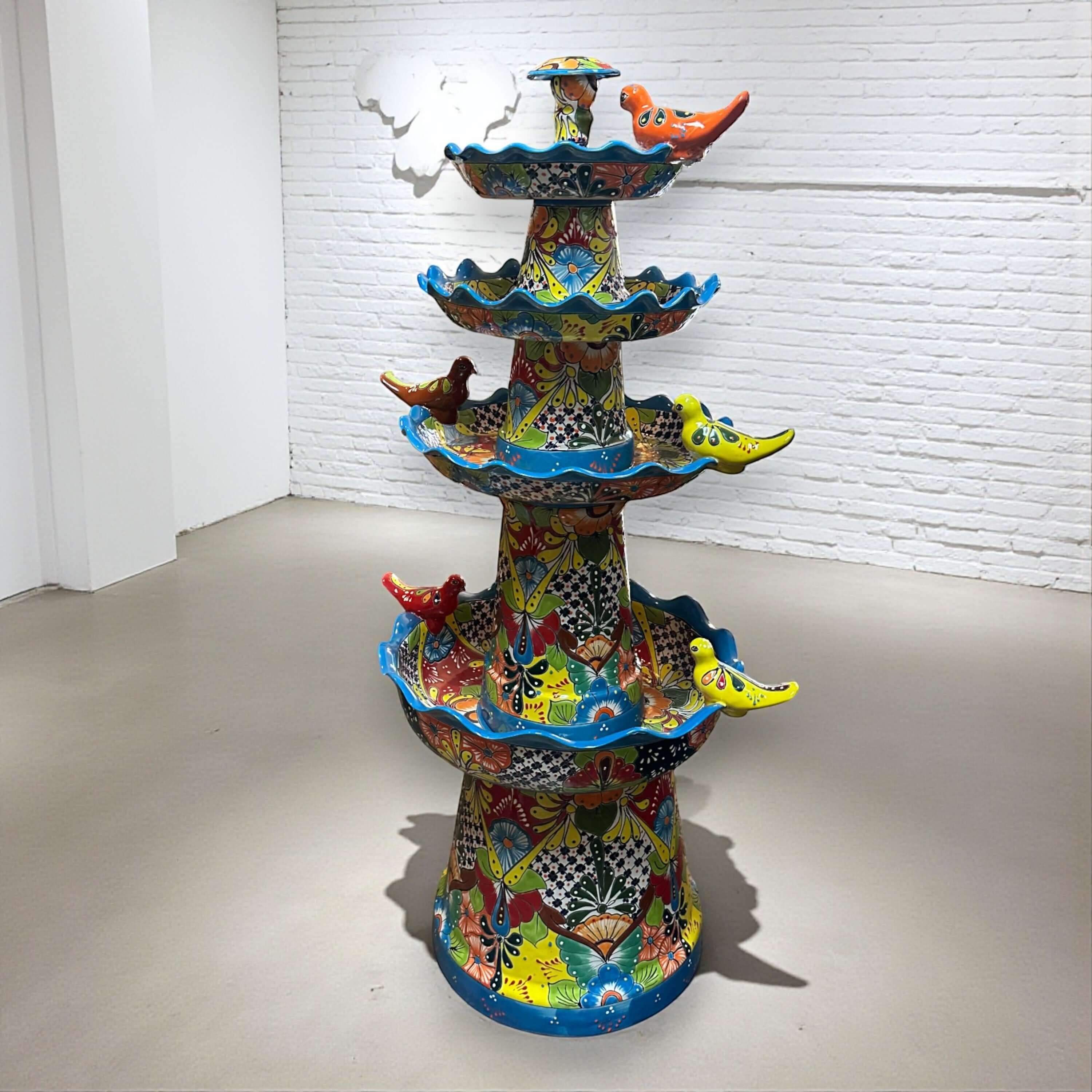 Grand Talavera Garden Fountain | Handcrafted Mexican Art