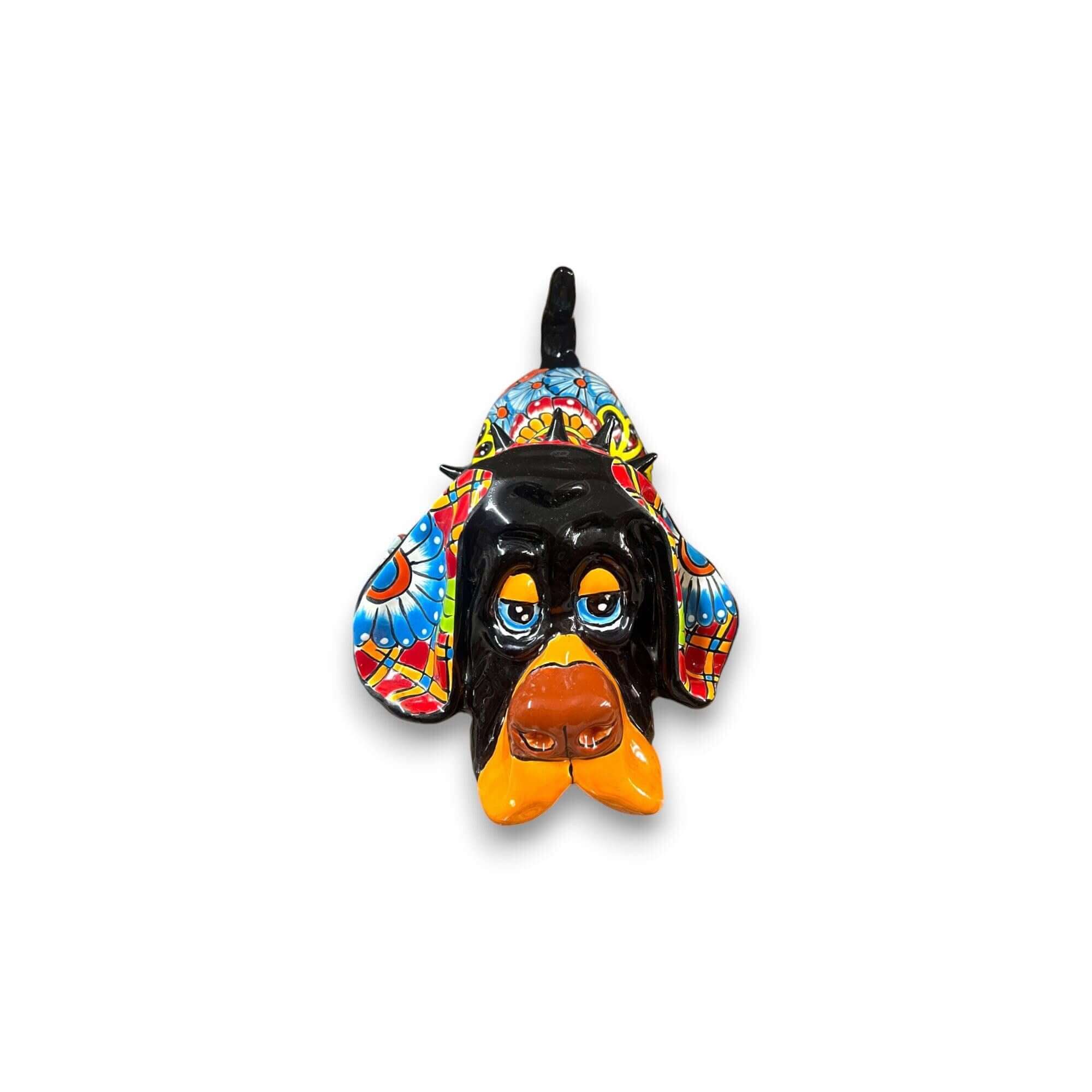 Colorful Talavera Bloodhound Statue | Handcrafted Dog Art (Medium)