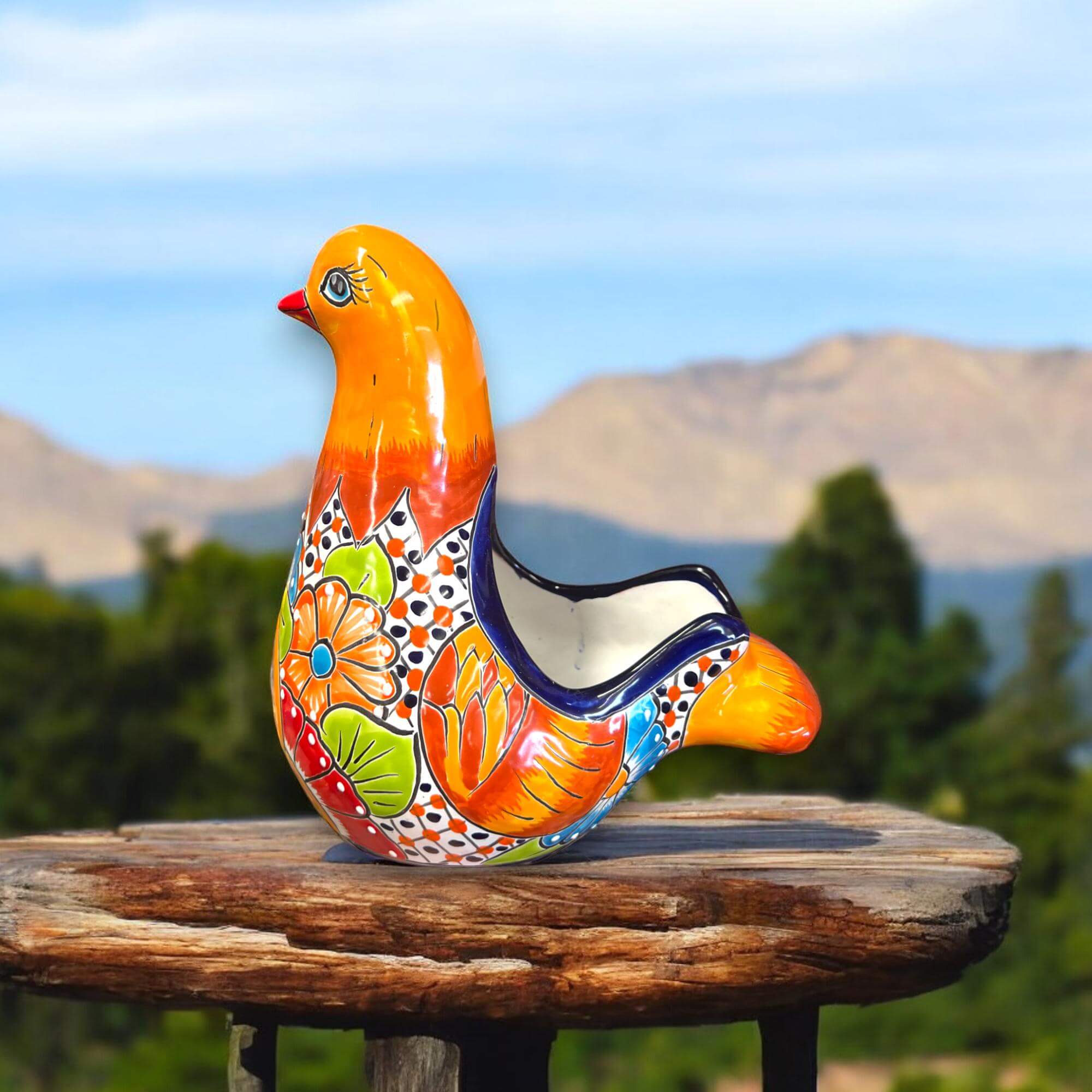 Talavera Dove Planter | Handcrafted Mexican Ceramic Bird Statue