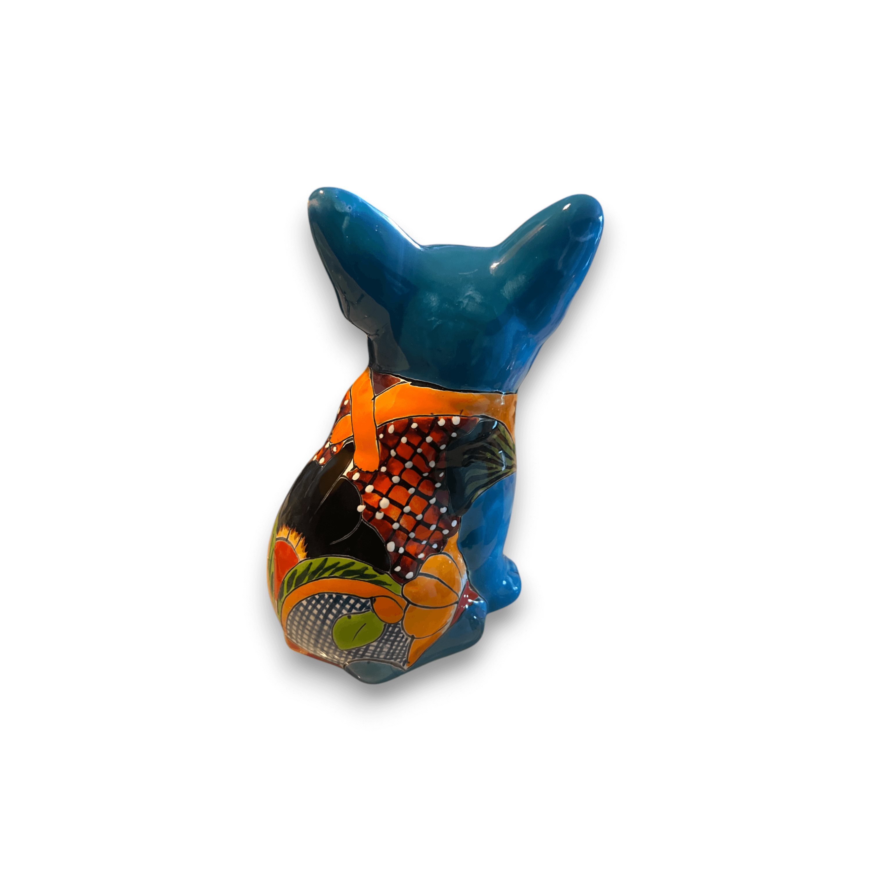 Vibrant Handcrafted Talavera French Bulldog Statue | Unique Medium Dog Sculpture