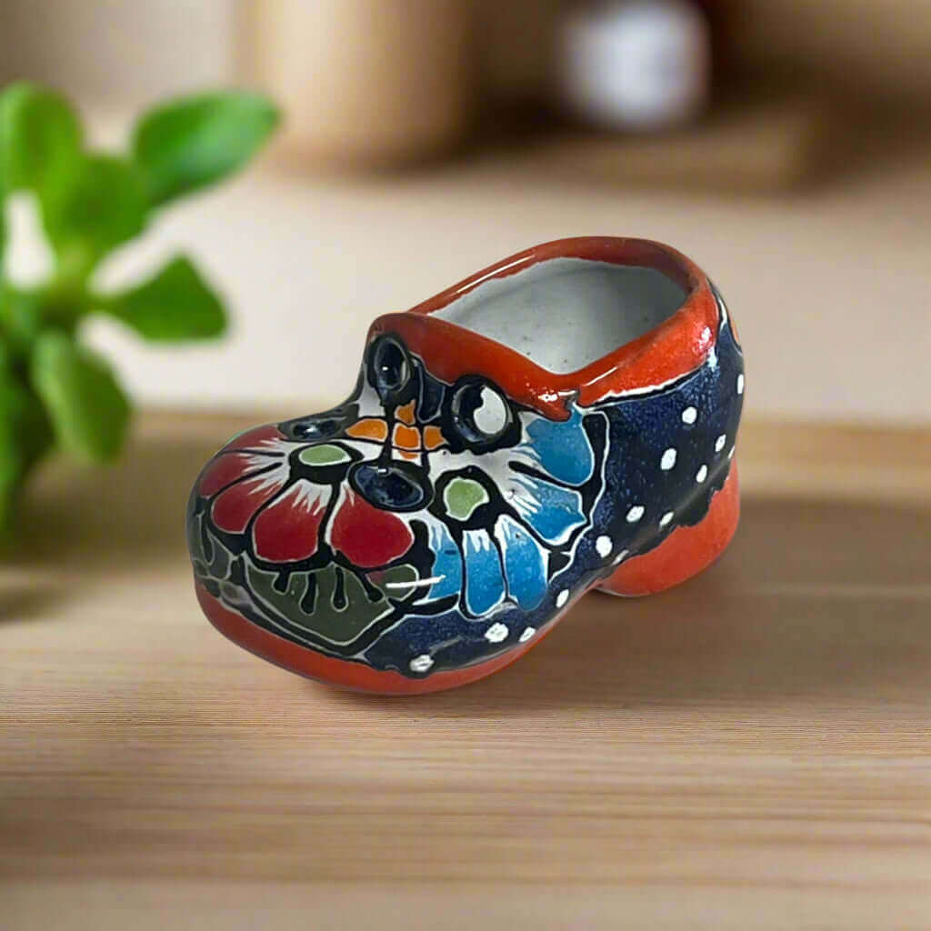 Vibrant Talavera Shoe Planter | Handcrafted Mexican Pottery