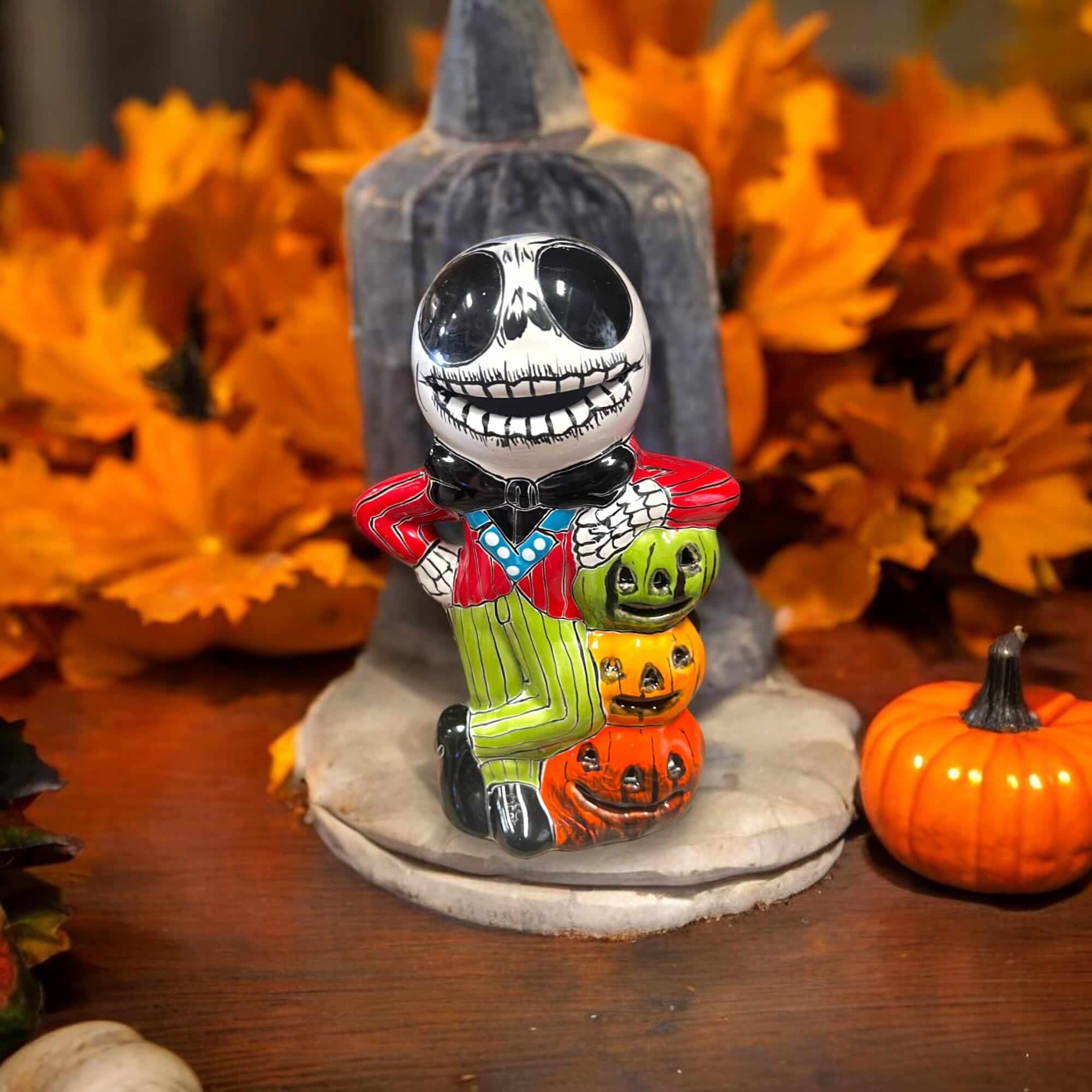 Handcrafted Talavera Skeleton Statue | Vibrant Day of the Dead Calavera Decor