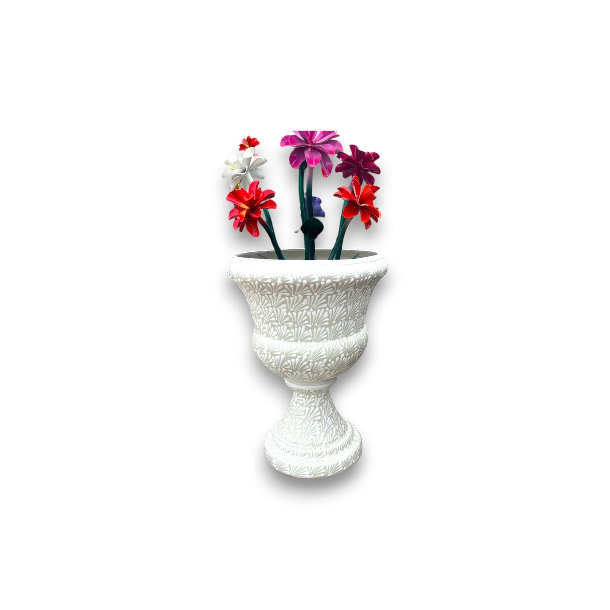 Talavera White Flower Pot | Handcrafted Mexican Ceramic Planter