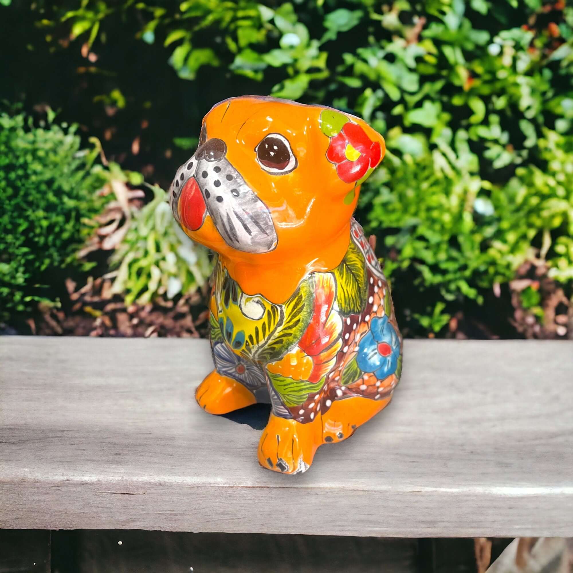 Talavera Bulldog Statue | Colorful Handmade Mexican Art