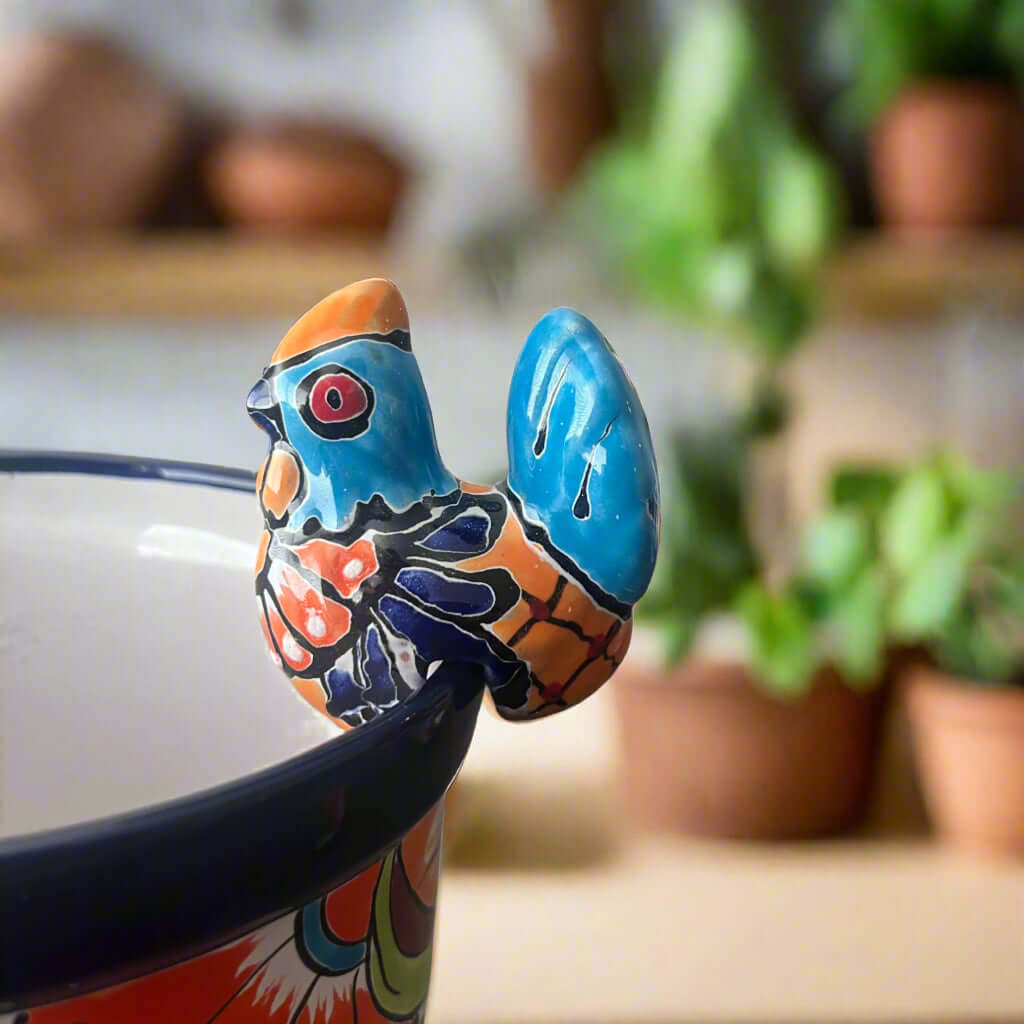 Small Talavera Chicken Pot Hanger | Handmade Mexican Garden Decor
