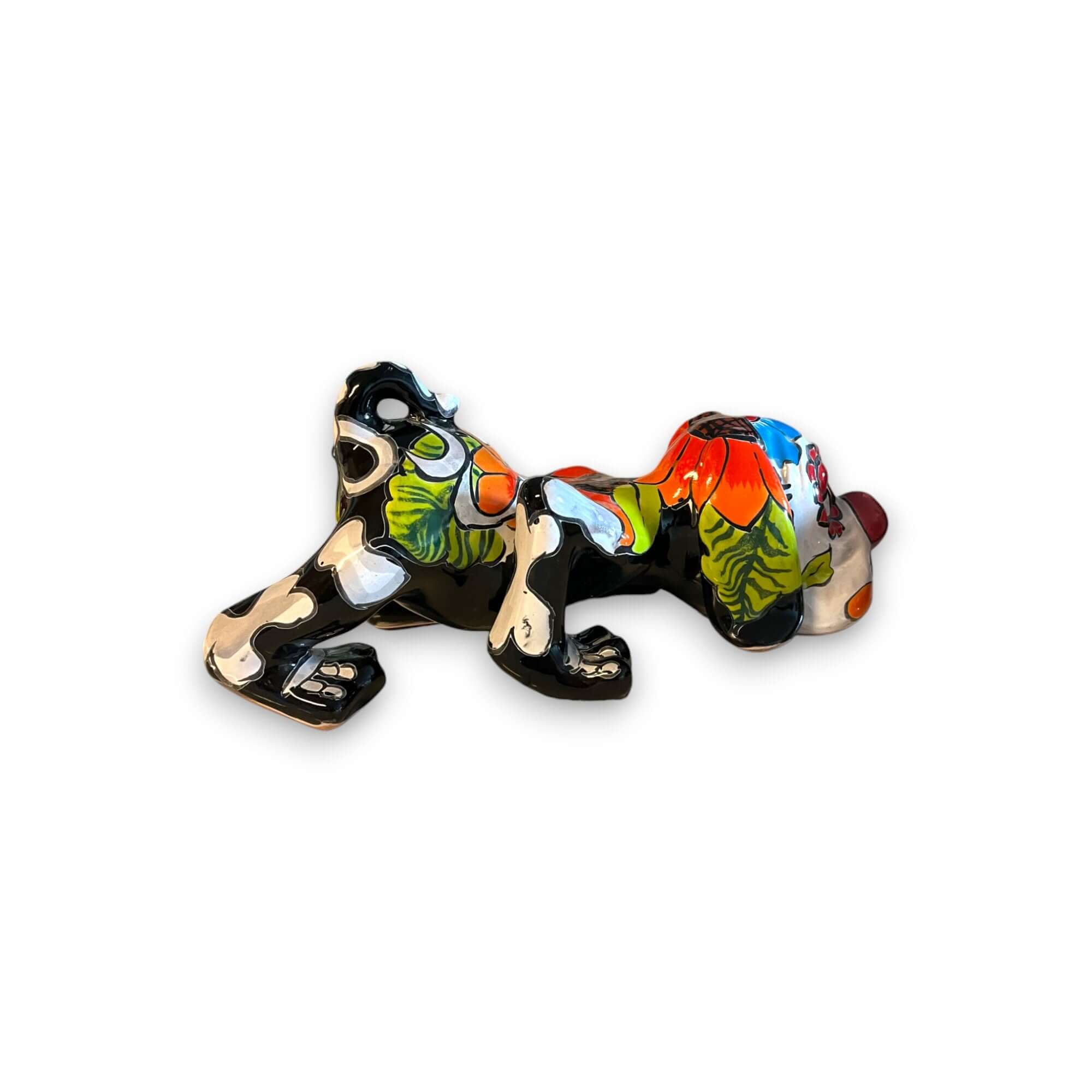 Handmade Talavera Day of the Dead Bloodhound Statue | Mexican Folk Art (Medium)