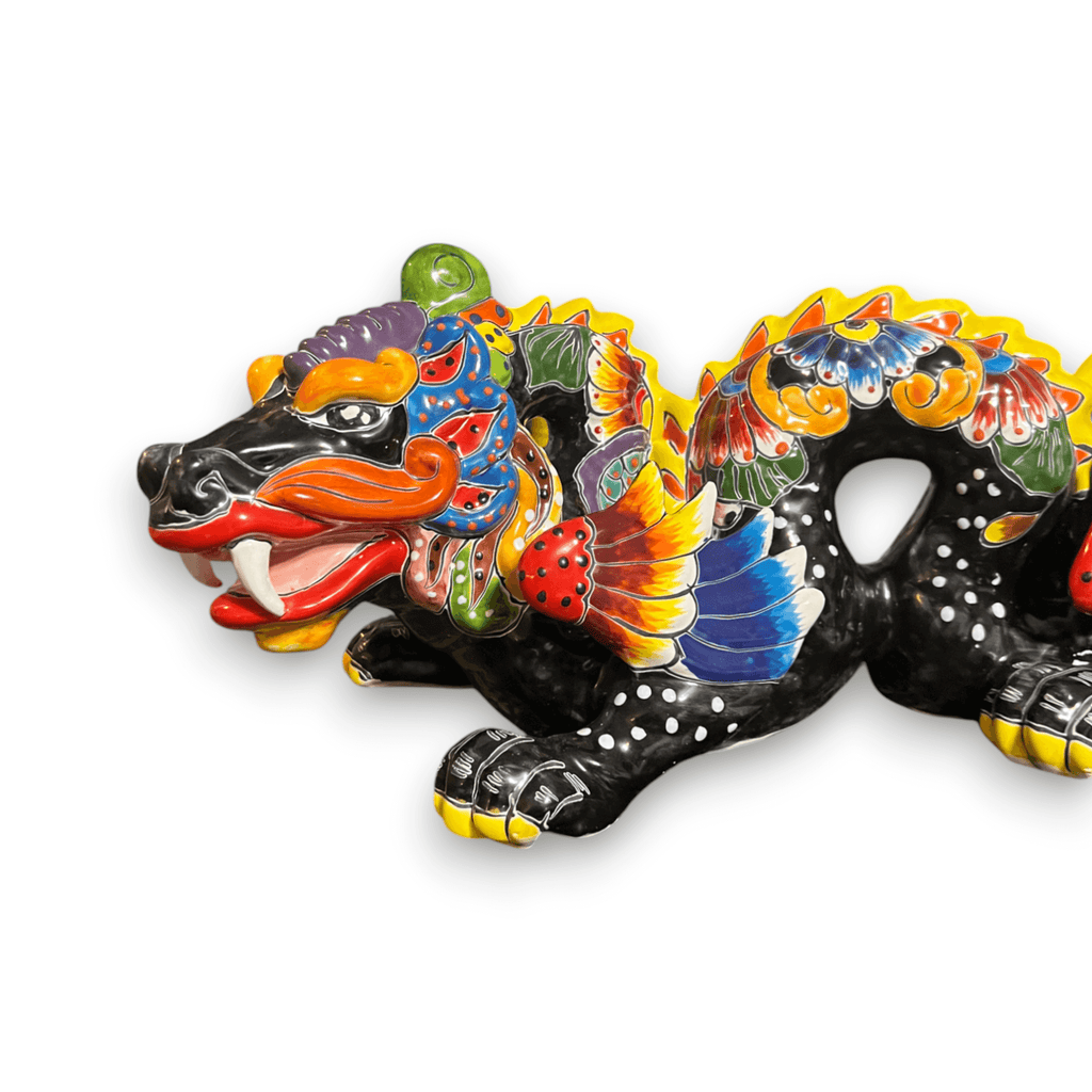 Handmade Talavera Dragon Statue | Vibrant Mexican Cultural Art