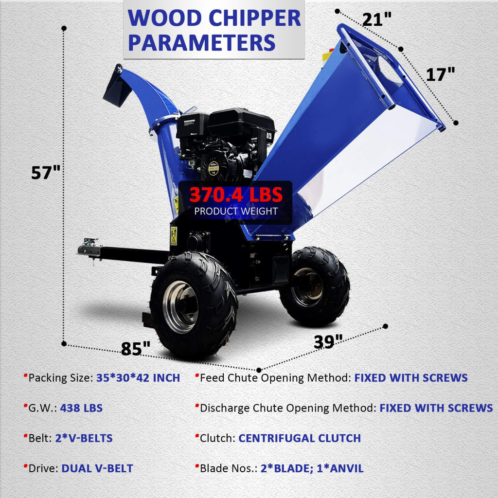 Heavy-Duty 5-Inch 15HP 420CC Gas Wood Chipper Shredder With Electric Start And Tow Hitch (SAK48652)