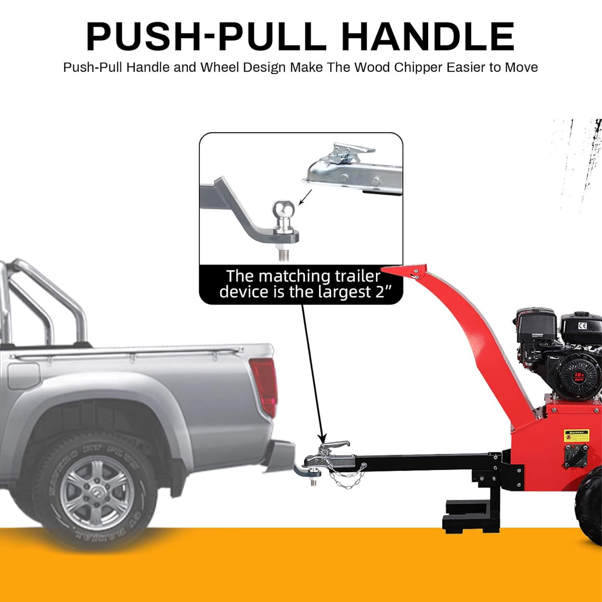 Heavy-Duty 5-Inch 420CC 15HP Towable Gas Wood Chipper Shredder Mulcher (SAK17493)