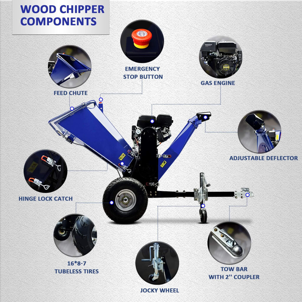 Heavy-Duty 6-Inch 15HP 420CC Towable Gas Wood Chipper Shredder With Electric Start (SAK50896)
