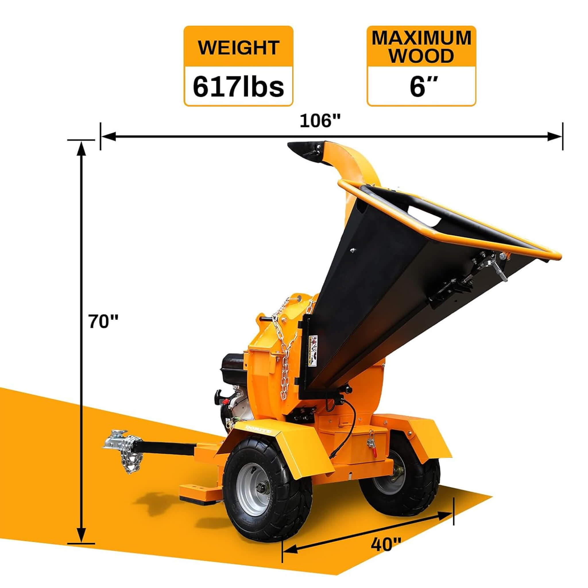 Heavy-Duty 6-Inch 420CC 15HP Towable Gas Wood Chipper Shredder (SAK84602)