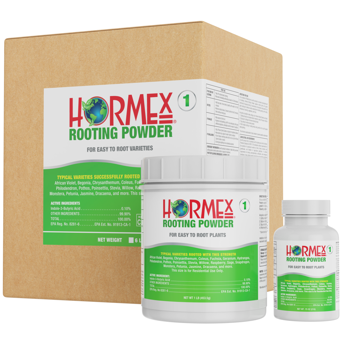 Hormex Rooting Powder #1 (0.10 IBA) - Rooting Hormone for Delicate Houseplants, Garden Herbs & Succulent Cuttings