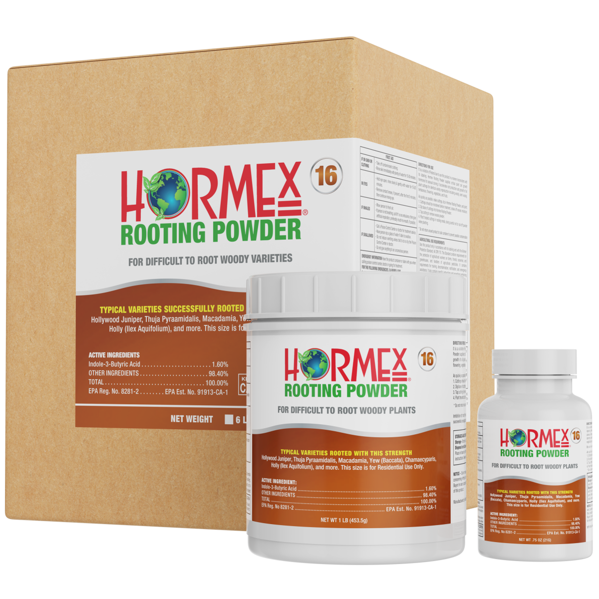 Hormex Rooting Powder #16 (1.60 IBA) - Rooting Hormone for Difficult Hardwood Plants & Tree Cuttings