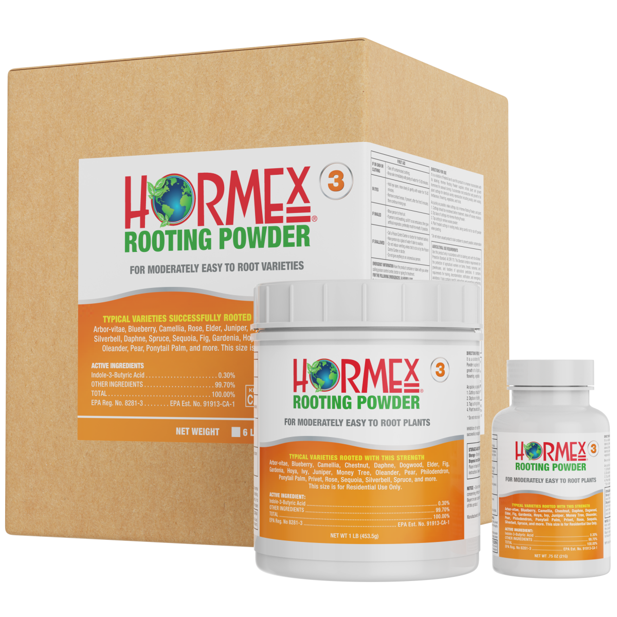 Hormex Rooting Powder #3 (0.30 IBA) - Rooting Hormone for Common Home & Garden Plant Cuttings