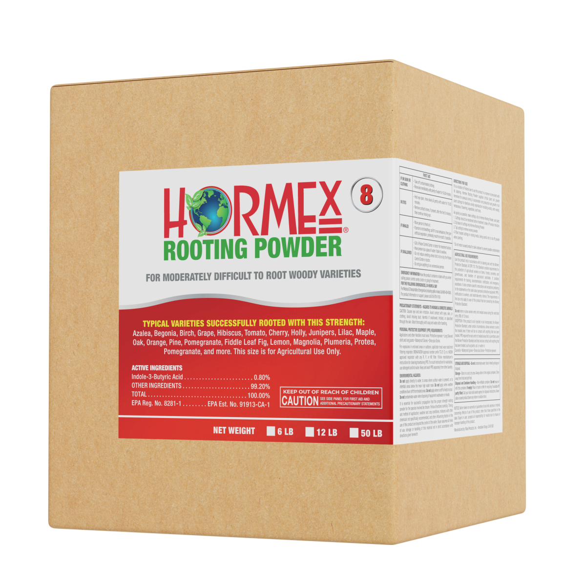 Hormex Rooting Powder #8 (0.80 IBA) - Rooting Hormone for Semi-Hardwood Houseplants, Medicinal & Tree Cuttings
