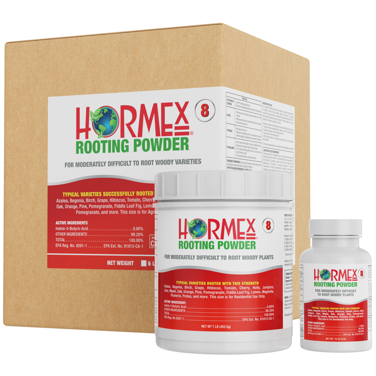 Hormex Rooting Powder #8 (0.80 IBA) - Rooting Hormone for Semi-Hardwood Houseplants, Medicinal & Tree Cuttings