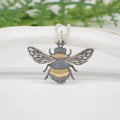 Mixed Metal Bee Necklace – Recycled Sterling Silver & Bronze on 18" Chain