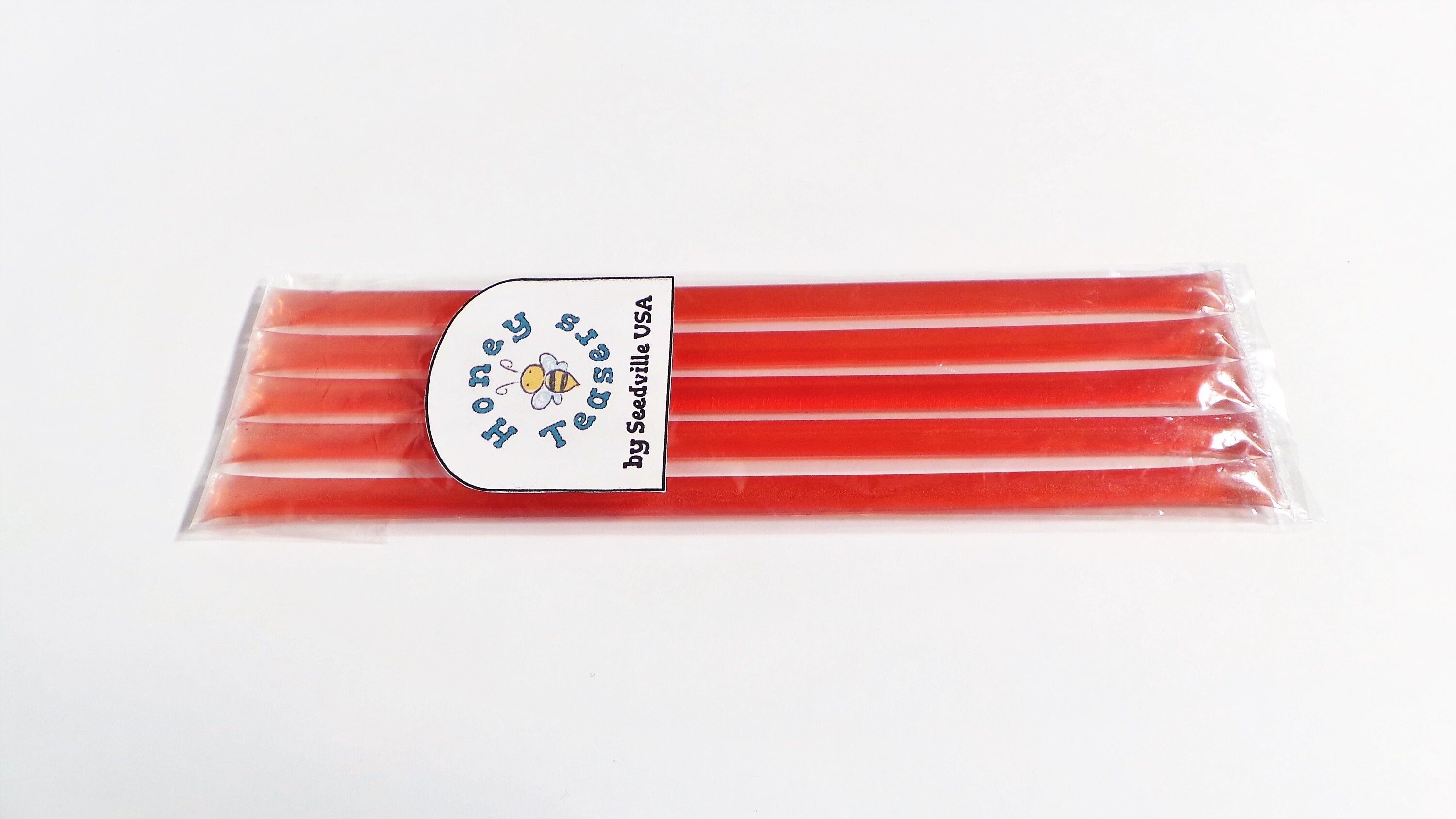 5 Pack WATERMELON HONEY TEASERS Natural Honey Snack Sticks Honeystix Straws