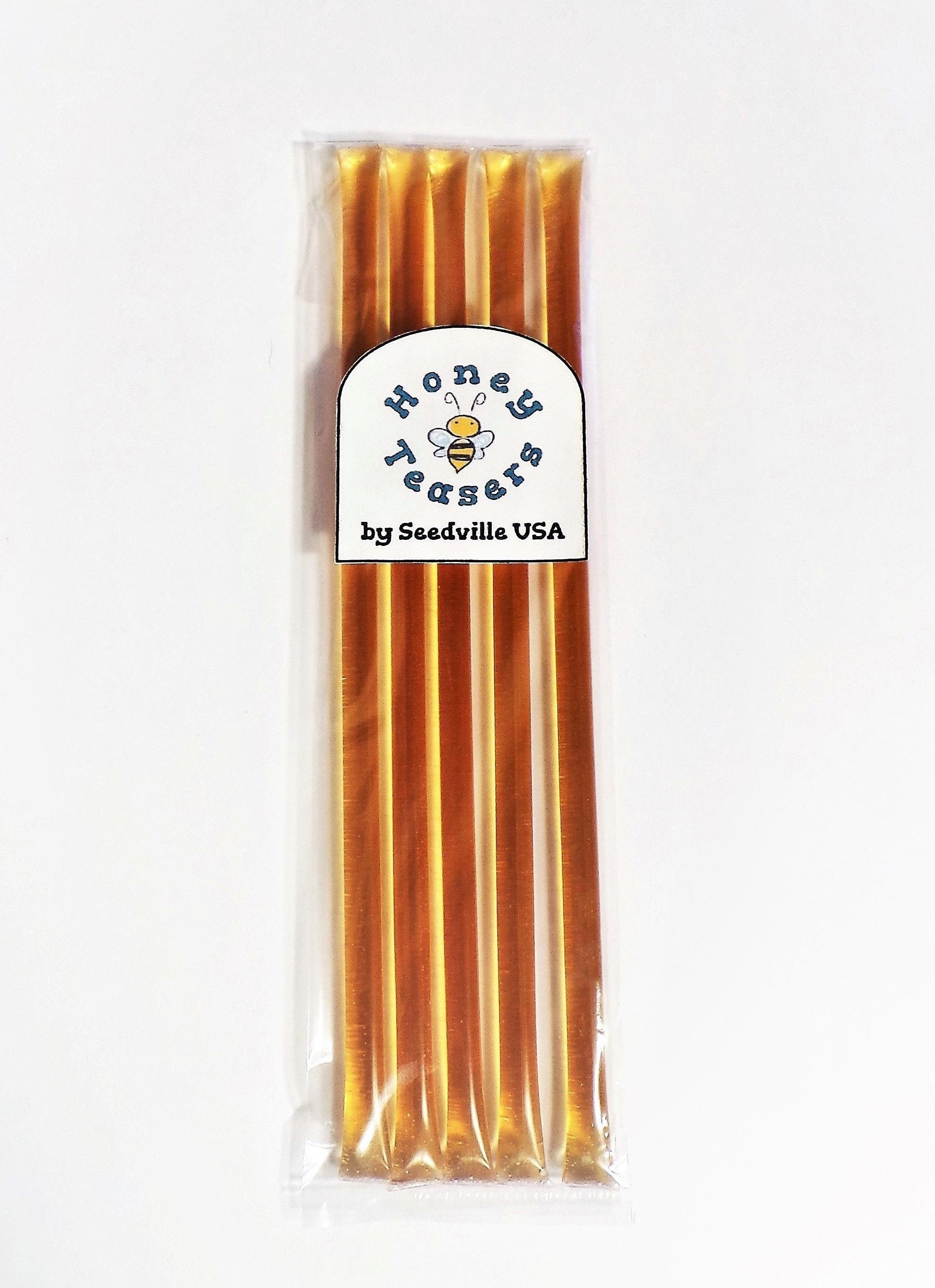 5 Pack CINNAMON HONEY TEASERS Natural Honey Snack Sticks Honeystix Straws