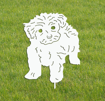 Tea Cup Poodle Garden Stake or Wall Hanging