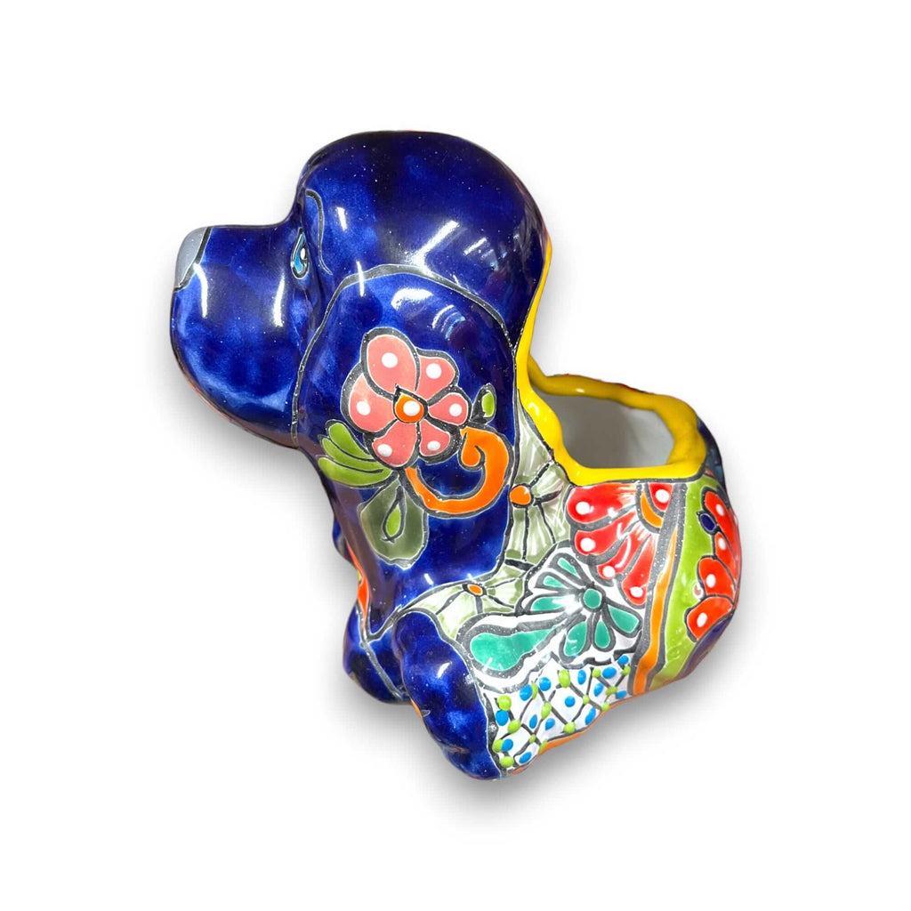 Colorful Talavera Dog Planter | Handcrafted Mexican Pot