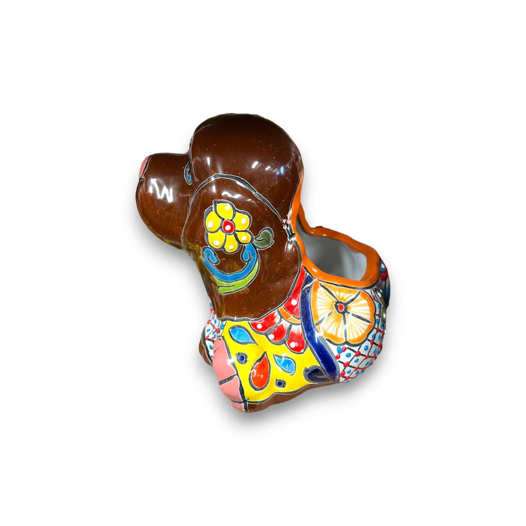 Colorful Talavera Dog Planter | Handcrafted Mexican Pot