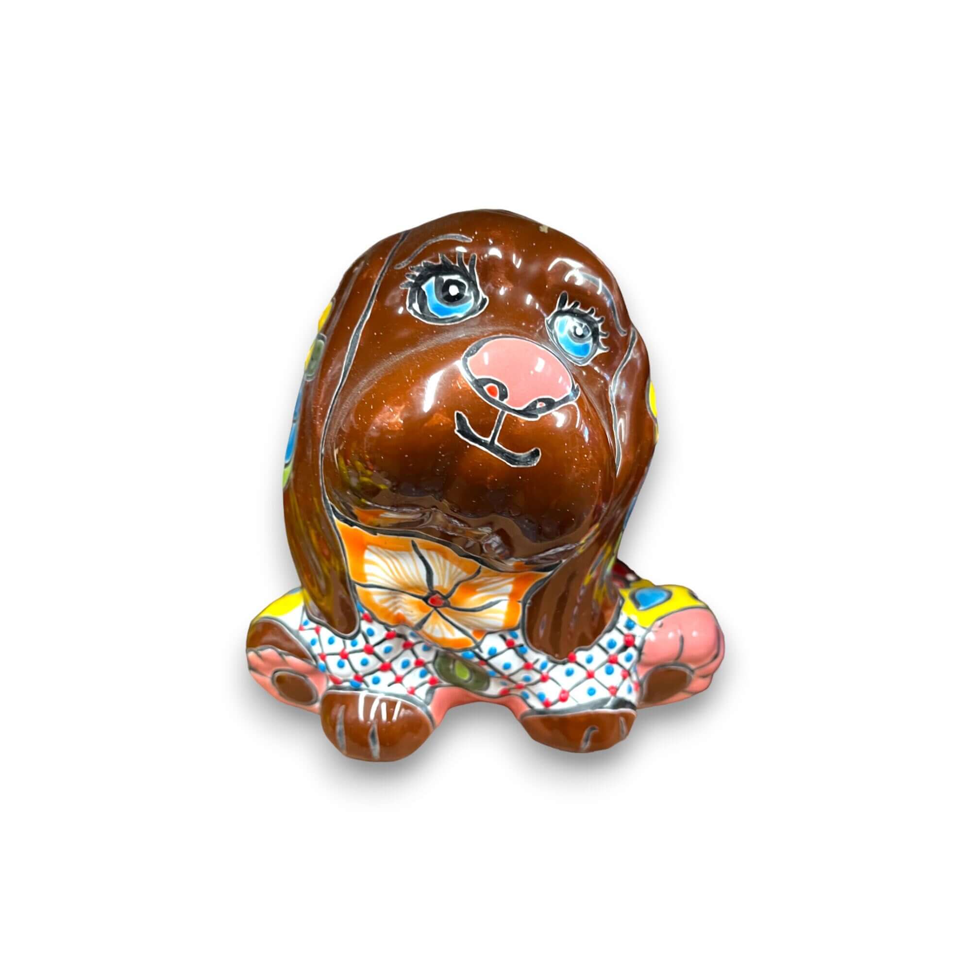 Colorful Talavera Dog Planter | Handcrafted Mexican Pot