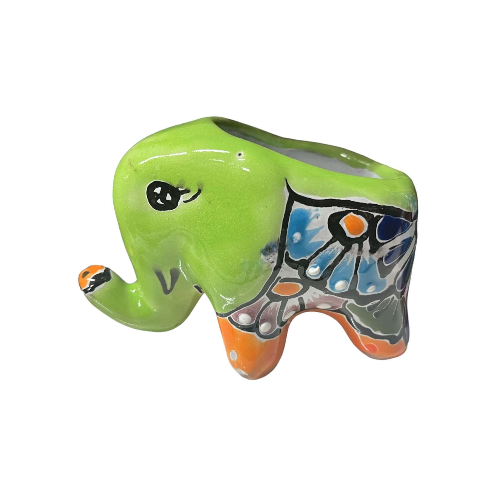 Talavera Elephant Planter | Colorful Hand-Painted Ceramic Animal Pot