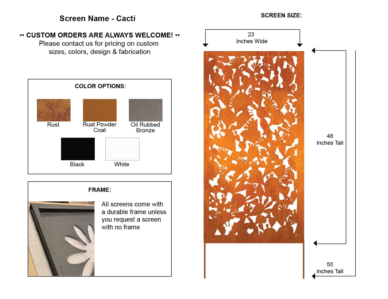 Outdoor Metal Deck Privacy Screen Panels (60” & 72”) – Heavy-Duty Steel for Patio & Backyard