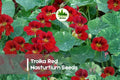 50 Troika Red Nasturtium Seeds – Bright Red Flowers with Yellow Centers, Edible, Tropaeolum majus, Trailing Annual for Containers & Borders