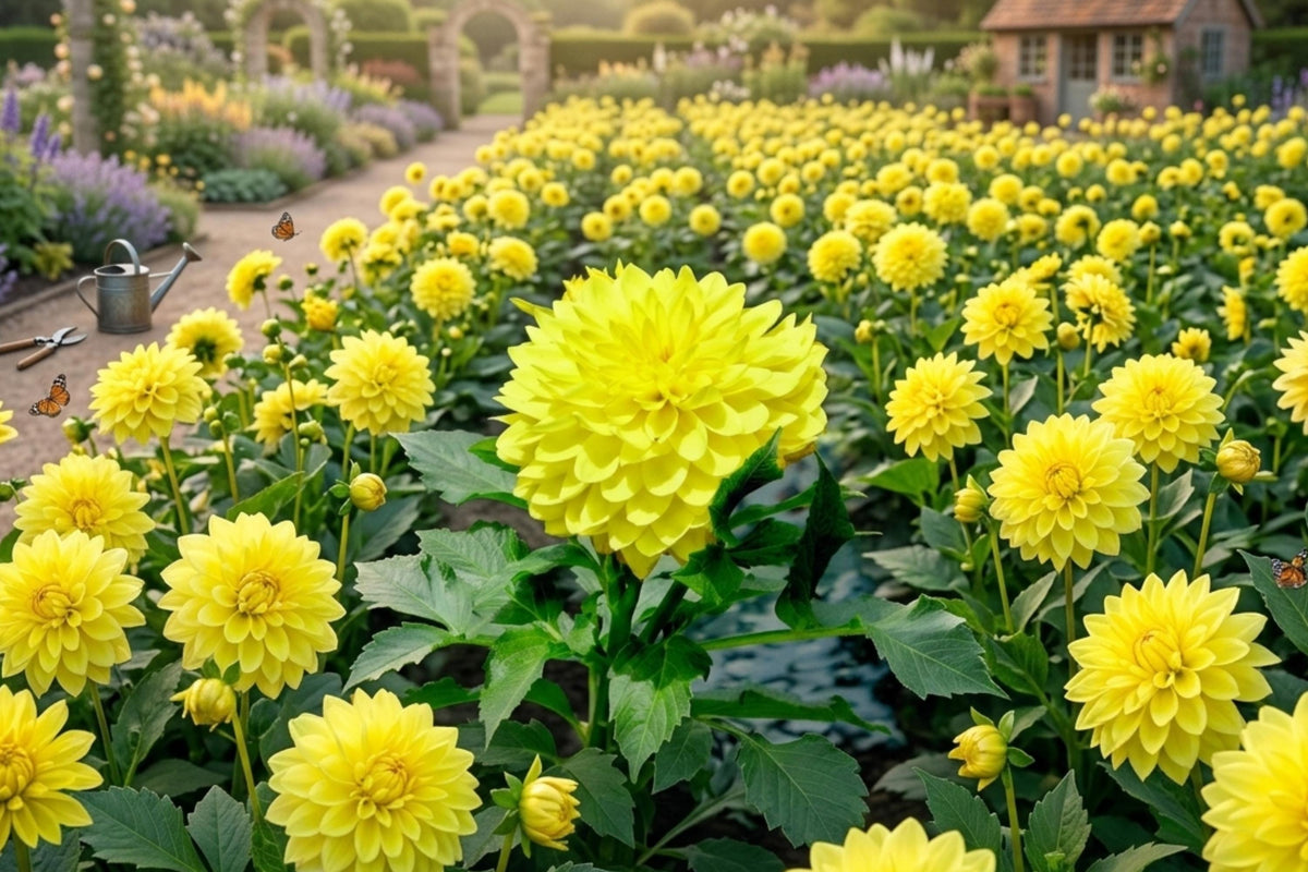 Dahlia Bulb Clump Golden Emblem Flower Tuber - Decorative Spring Planting - Dahlia pinnata