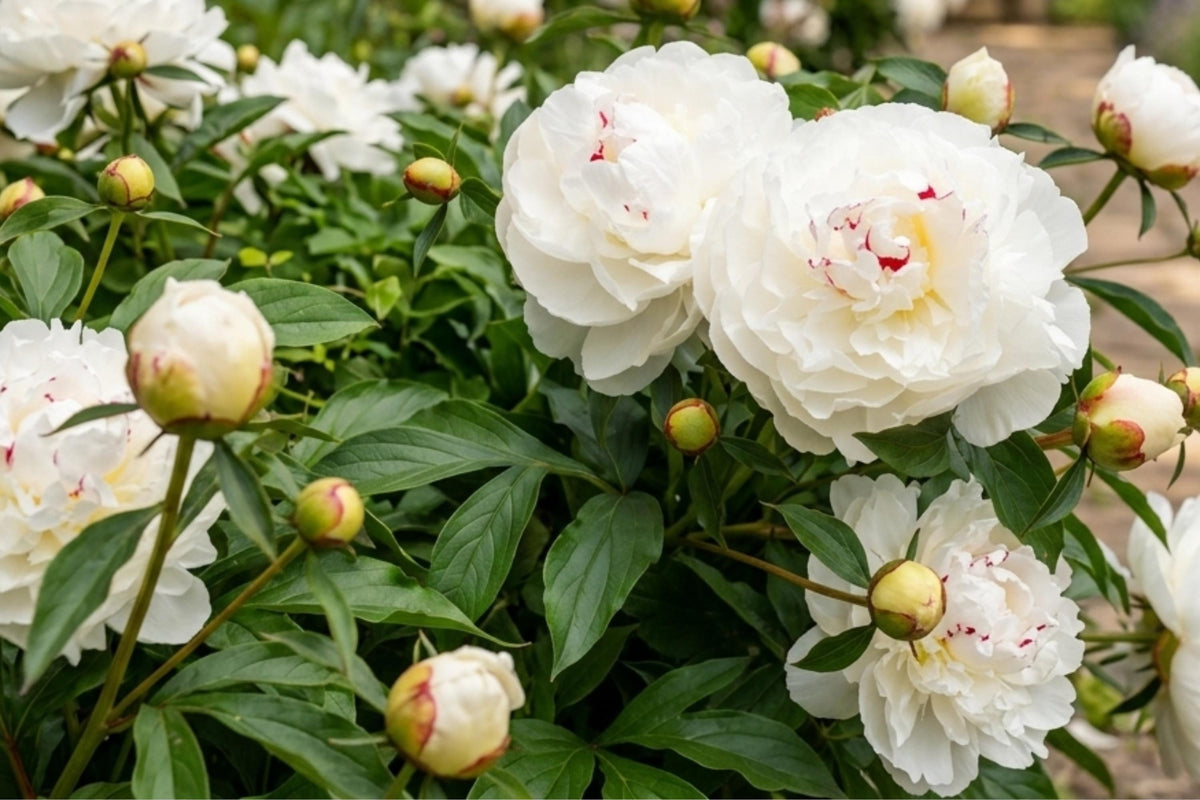 Festiva Maxima Double Peony Bare Root Plant – Live Perennial Flower Bulb, Fragrant, Hardy, Pollinator-Attracting, Garden Border, Cut Flower