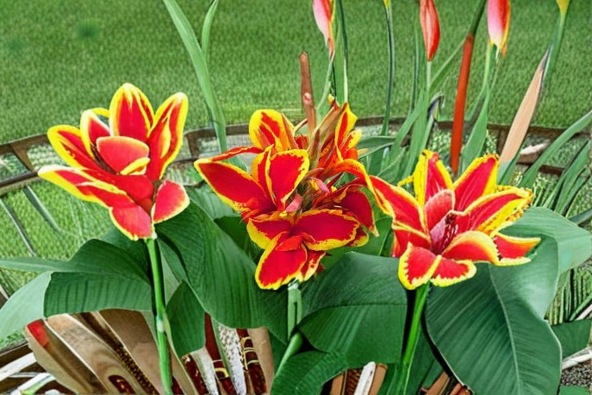 3 Bulbs Canna Lily Lucifer Canna Indica Bright Red Blooms Tall Upright Summer Tropical Foliage Garden Beds Borders Containers