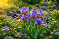 Multicolor Iris Flower Seeds - 50 Rainbow Veined Iris germanica Bulbs for Garden, Borders, and Pollinator Attraction