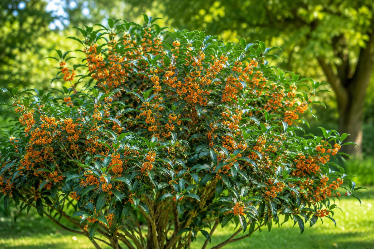 Fragrant Tea Olive Plant - Rooted Starter - Apricot Echo Osmanthus fragrans - Drought Tolerant, Low Maintenance Shrub
