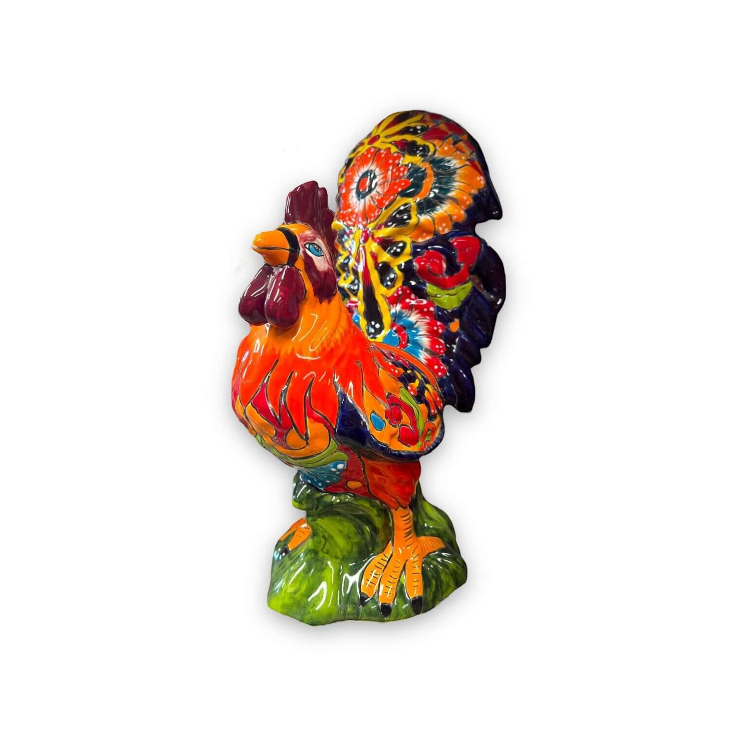 Talavera Rooster Statue | Large Hand-Painted Ceramic Decor