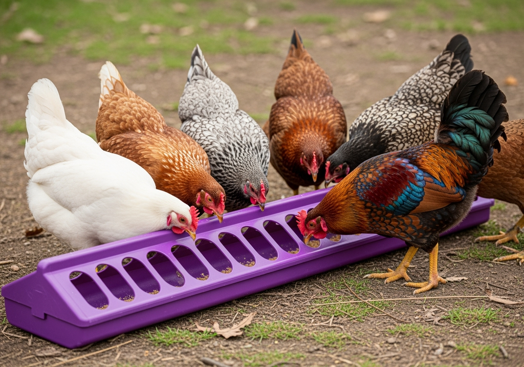 Little Giant 20" Plastic Flip-Top Poultry Ground Feeder, Purple Chickens Birds 2-Pack