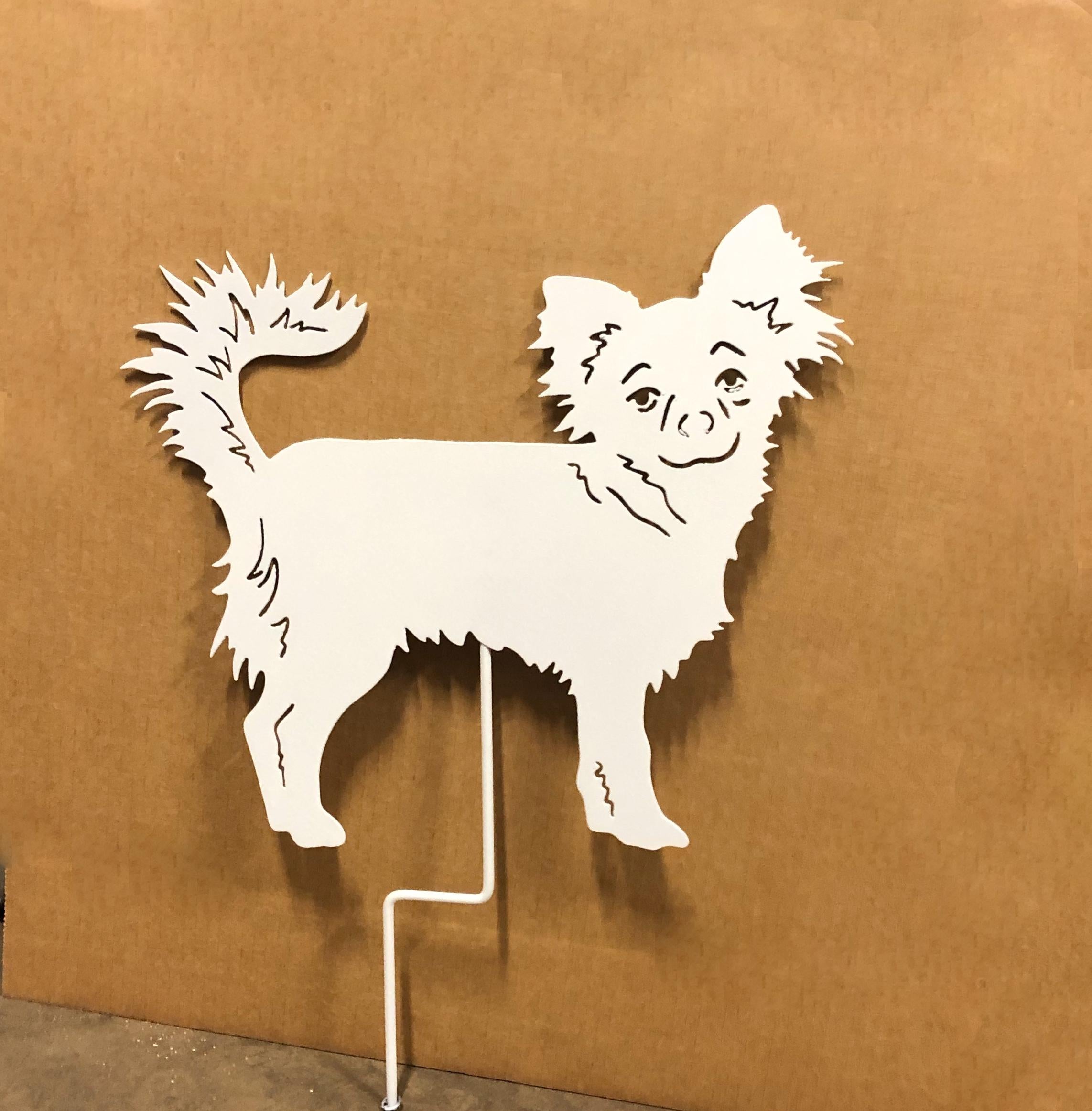 Long Haired Chihuahua Garden Stake or Wall Hanging (Style 4)