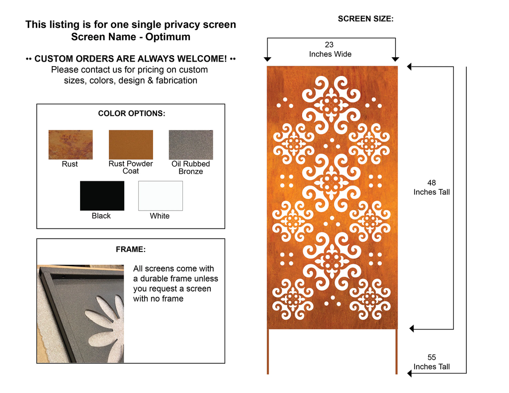 Outdoor Privacy Panels or Metal Wall Sculptures (46" Inch)