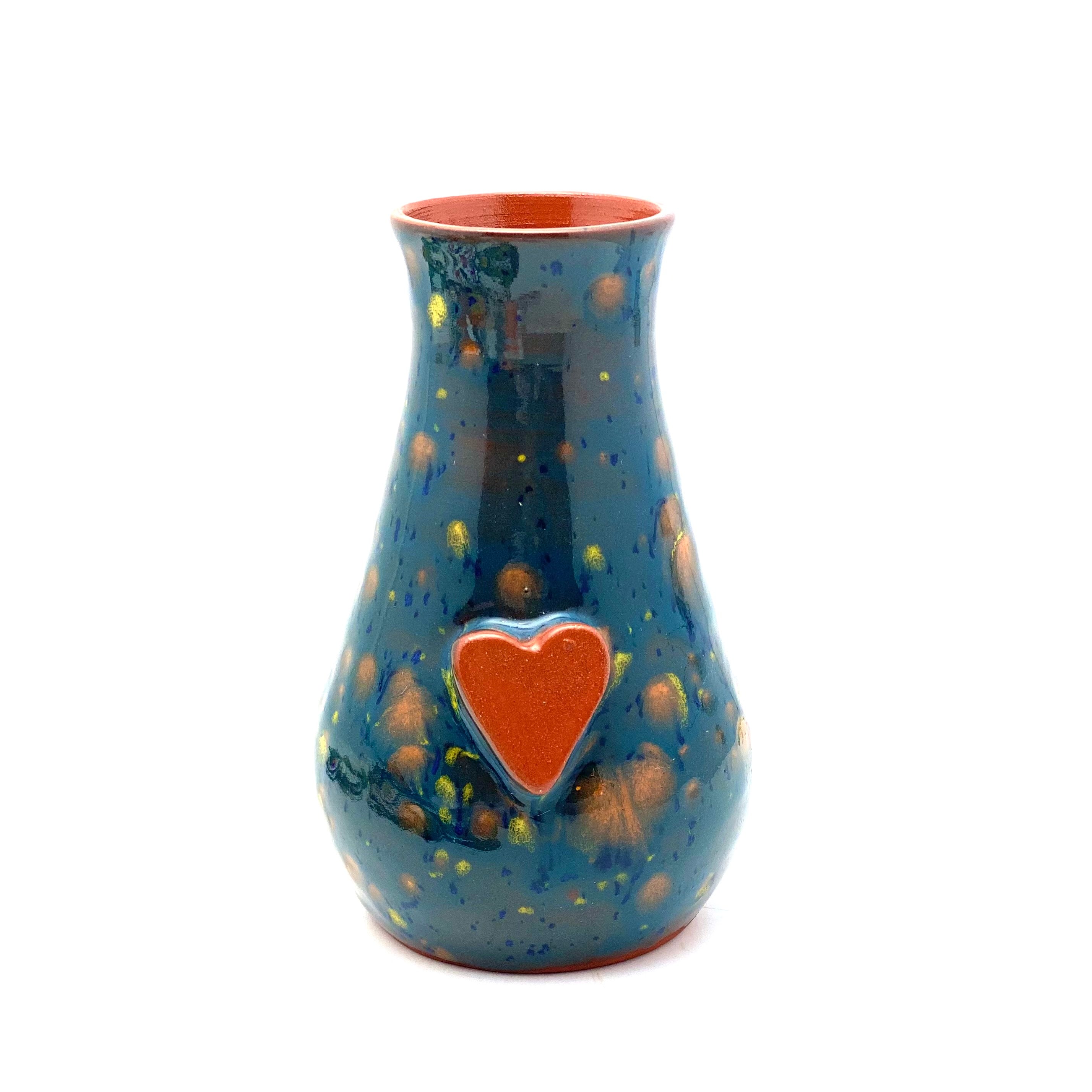 Calliope Heart Vase - Slate Blue Sprinkles