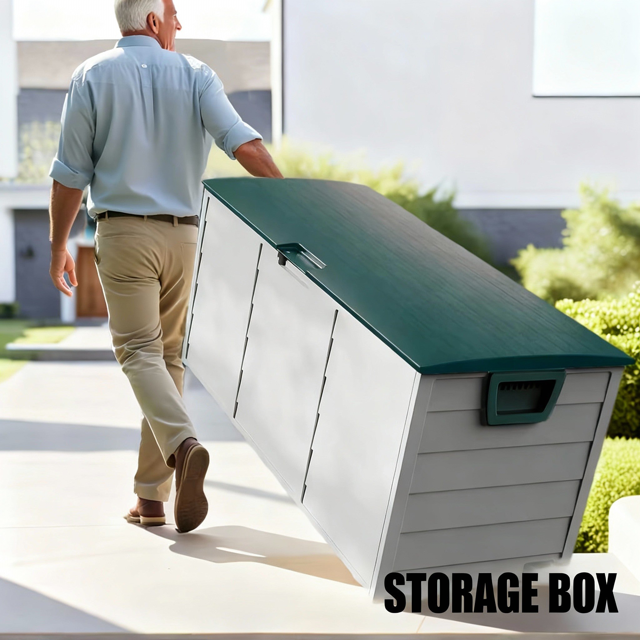 35-200 Gallon Heavy-Duty Outdoor Deck Boxes – Waterproof Patio Storage Box with Hinged Lid, Lockable & Easy Assembly