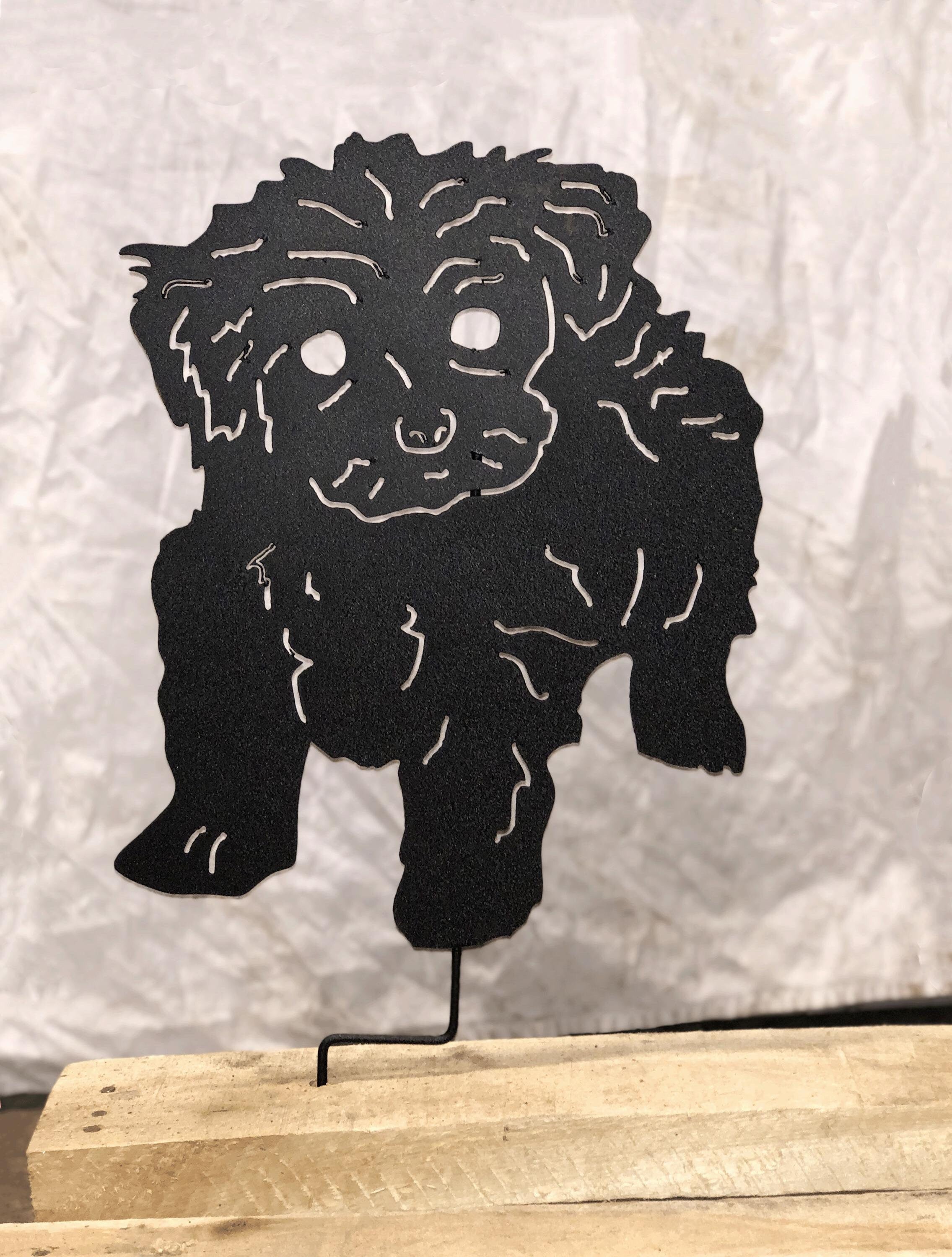 Tea Cup Poodle Garden Stake or Wall Hanging