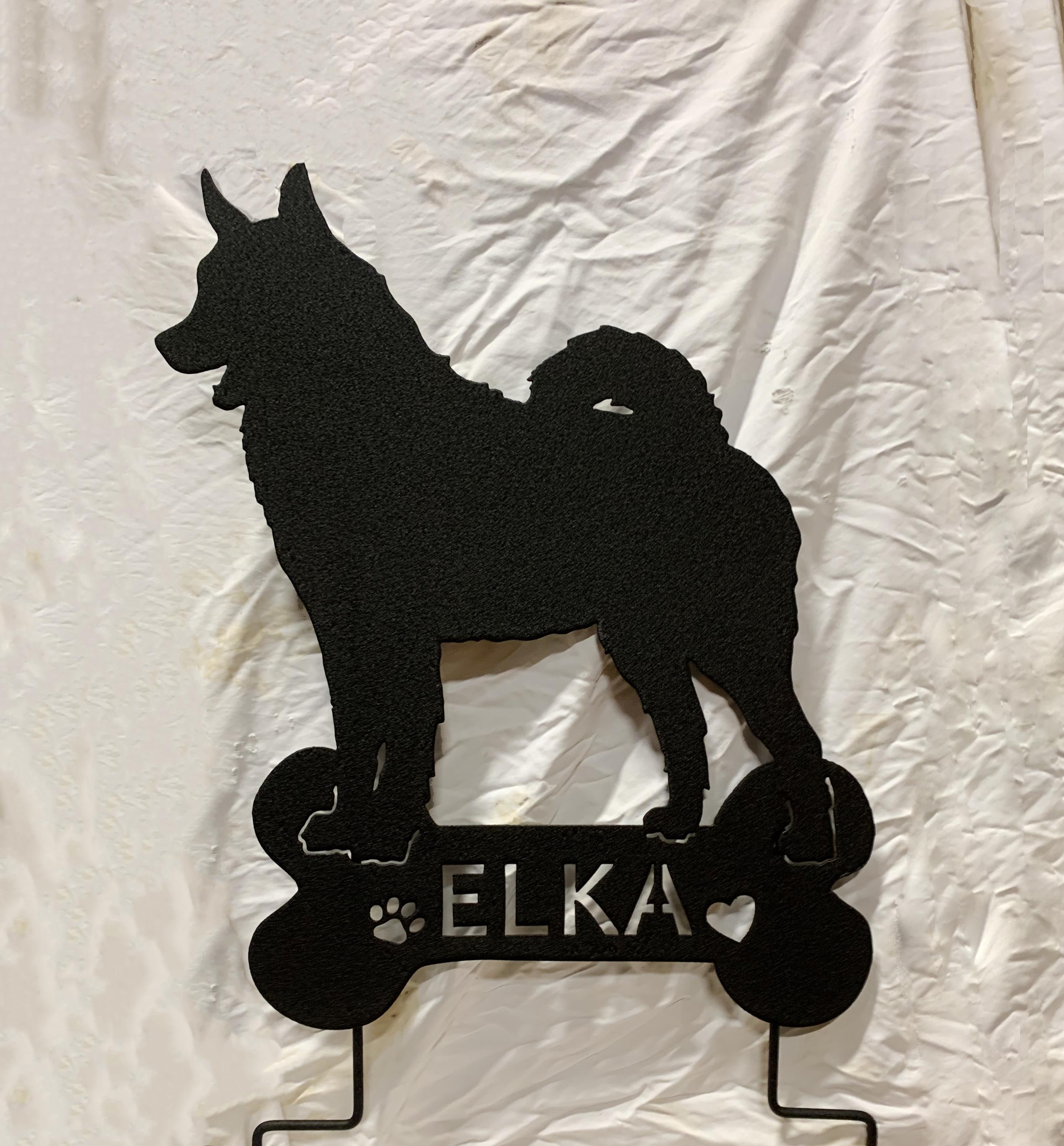 Norwegian Elkhound Garden Stake or Wall Hanging