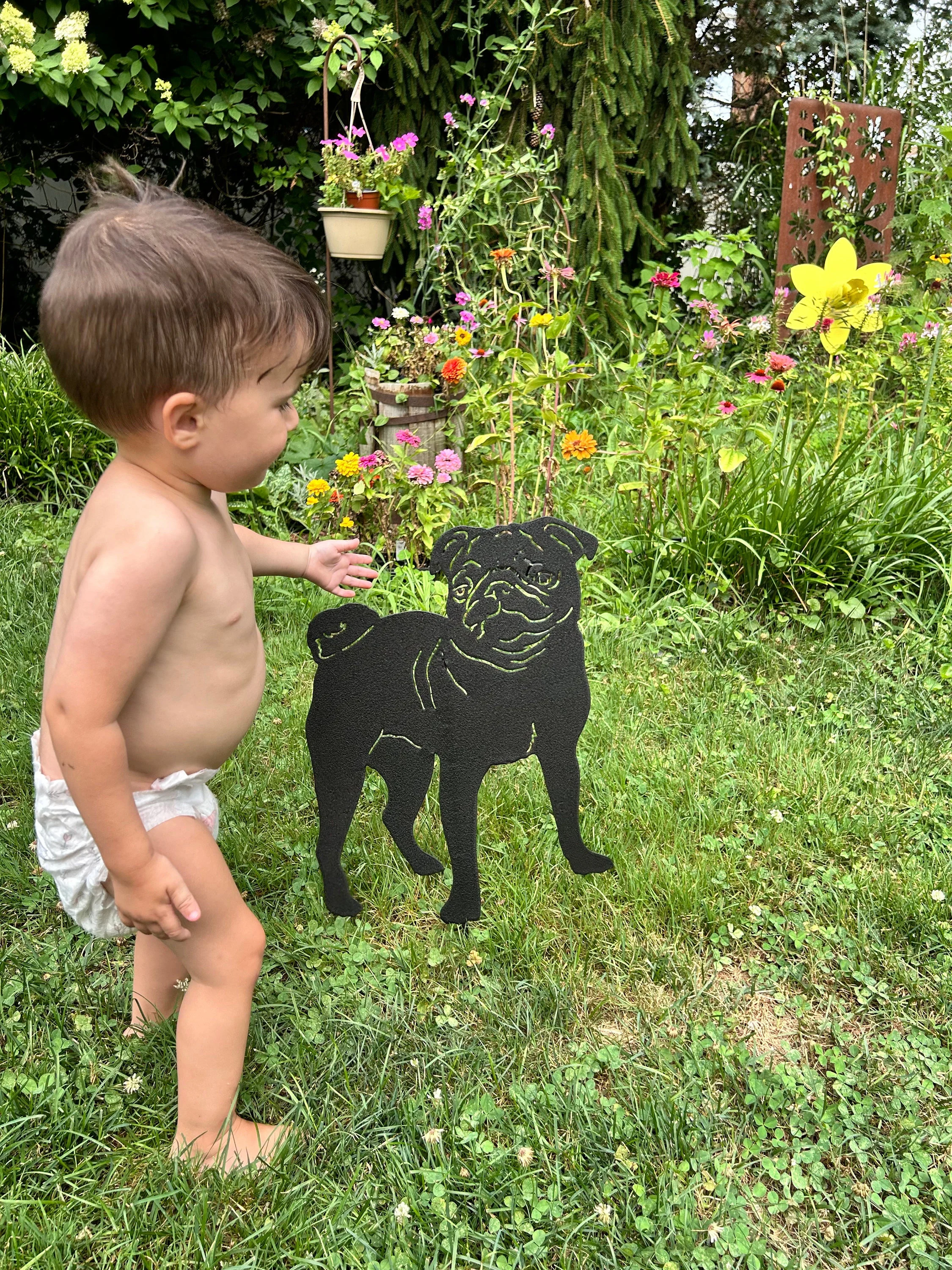 Pug Garden Stake or Wall Hanging