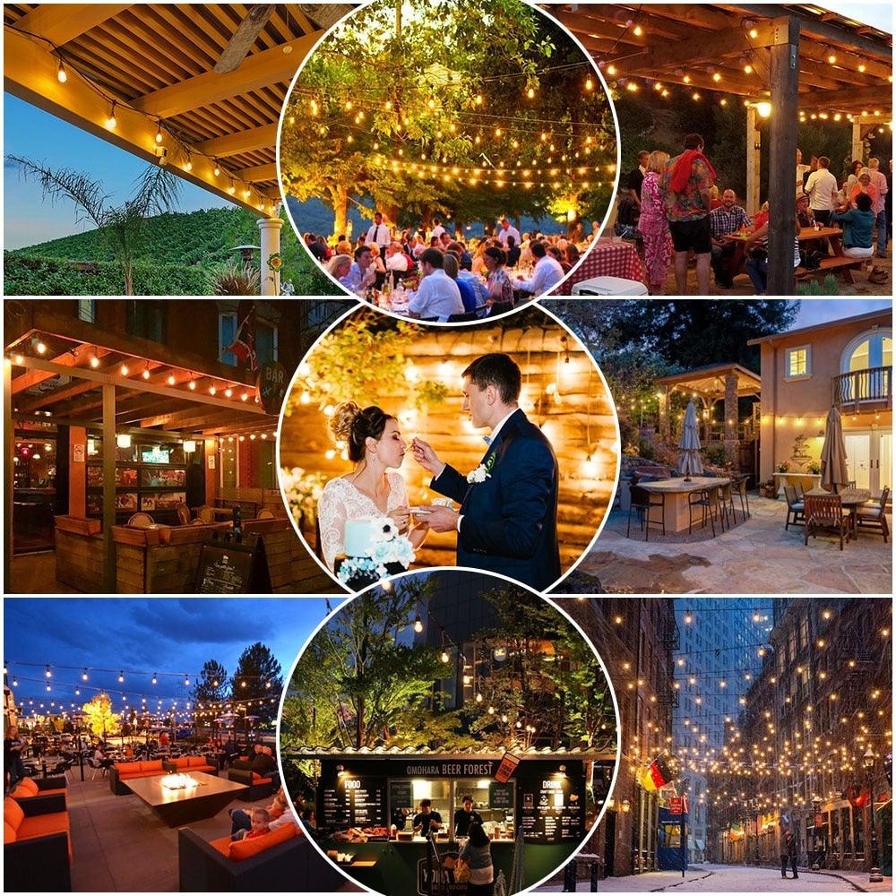 IP65 LED String Lights Retro Edison Filament Bulb Bright Daylight White Antique LED Filament Bulbs For Party Outdoor Garden Holiday Wedding Light String