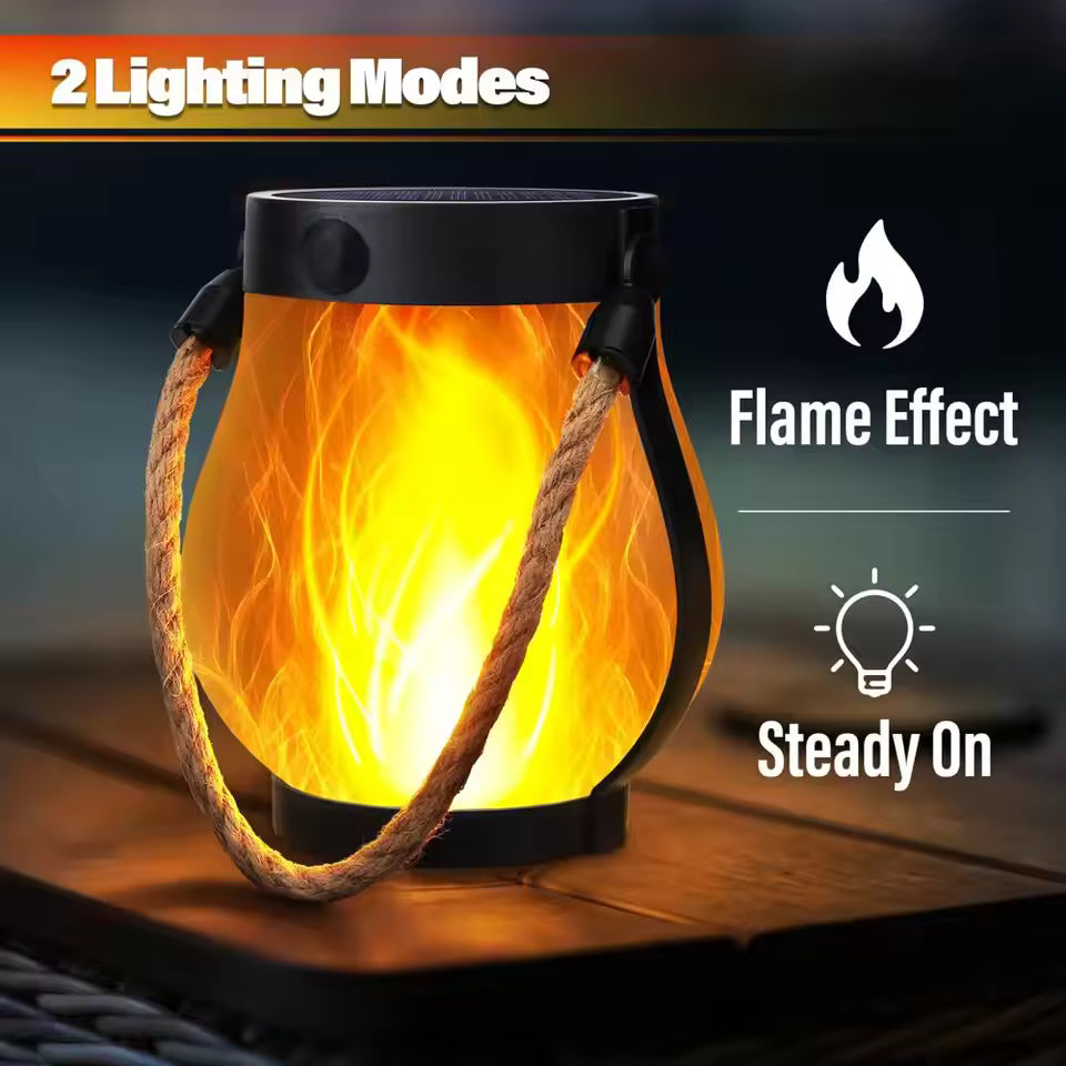 Waterproof Solar Lantern Lights for Outdoor Decor – Flickering Flame Hanging Lights with 2 Modes for Patio, Yard & Garden