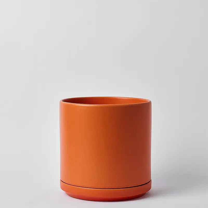 Solid Goods Ceramic Cylinder Planter with Saucer