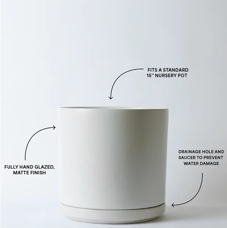 Solid Goods Ceramic Cylinder Planter with Saucer