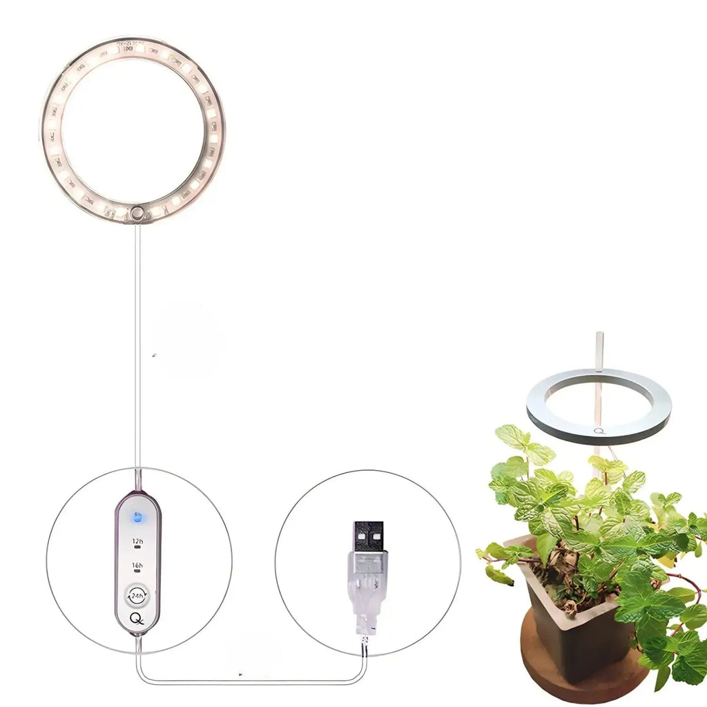 LED Grow Light Full Spectrum Angel Ring USB Lamp for Indoor Plants